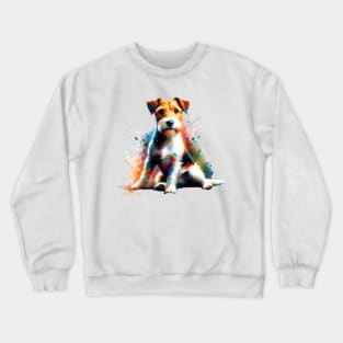 Parson Russell Terrier in Colorful Splashed Art Crewneck Sweatshirt